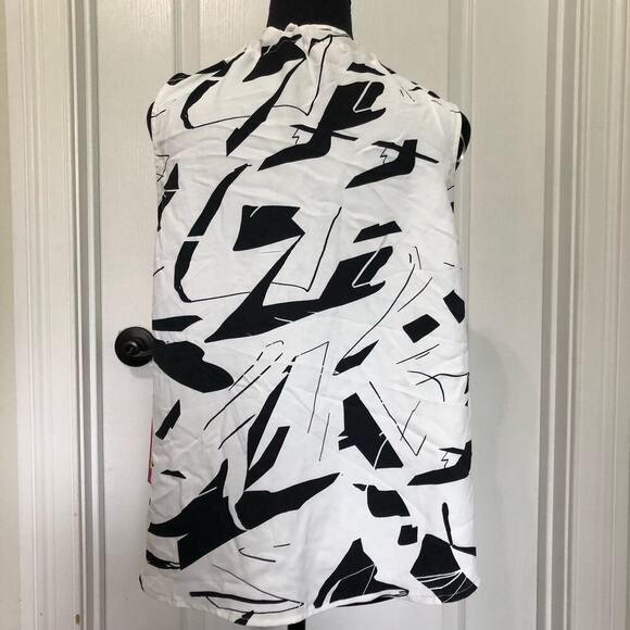 Vince Camuto Women's Blouse Sleeveless Tie Neck Detail Black White Size‎ Medium - Picture 5 of 8